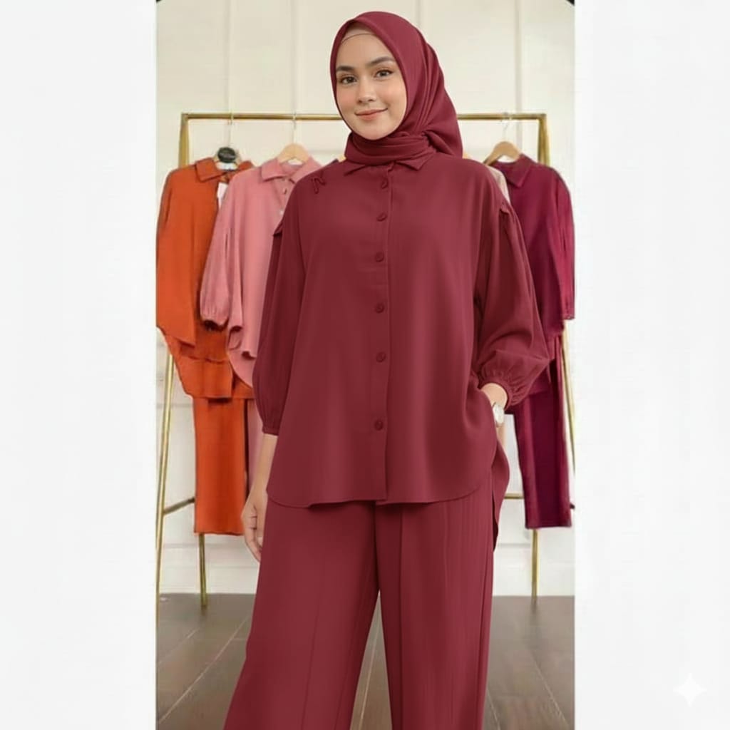 Mint Ruffle Collar Tunic & Trouser Set