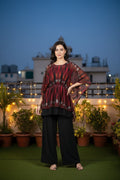 Crimson Ikat Print Chiffon Caps