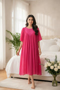 Elegant Pleated Pink Nighty
