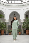 Mint Ruffle Collar Tunic & Trouser Set
