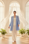 Sky Blue Crystal Embroidered 3-Piece drees